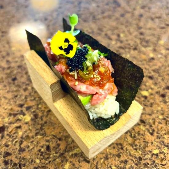 Spicy Toro with Truffle Hand Roll.